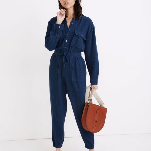 Madewell Blue Cotton Jumpsuit - Picture 9 of 9
